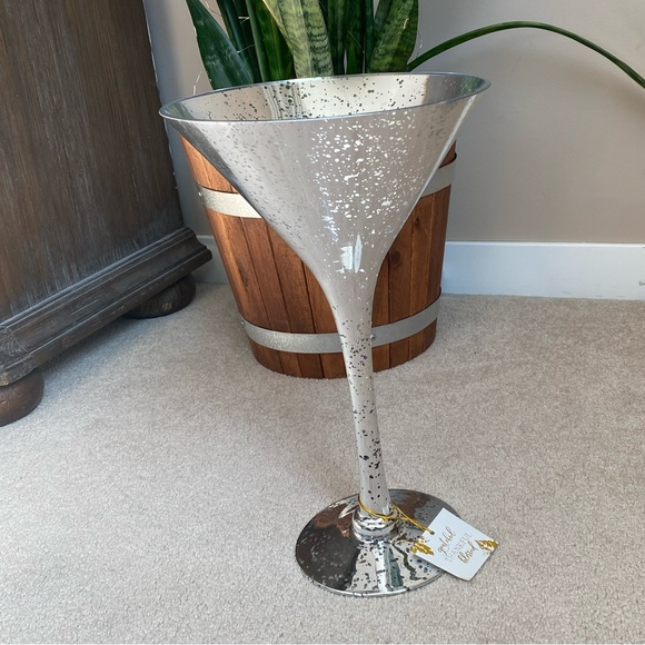 Platinum Silver Speckled Martini Glass Decor - Picture 3 of 8